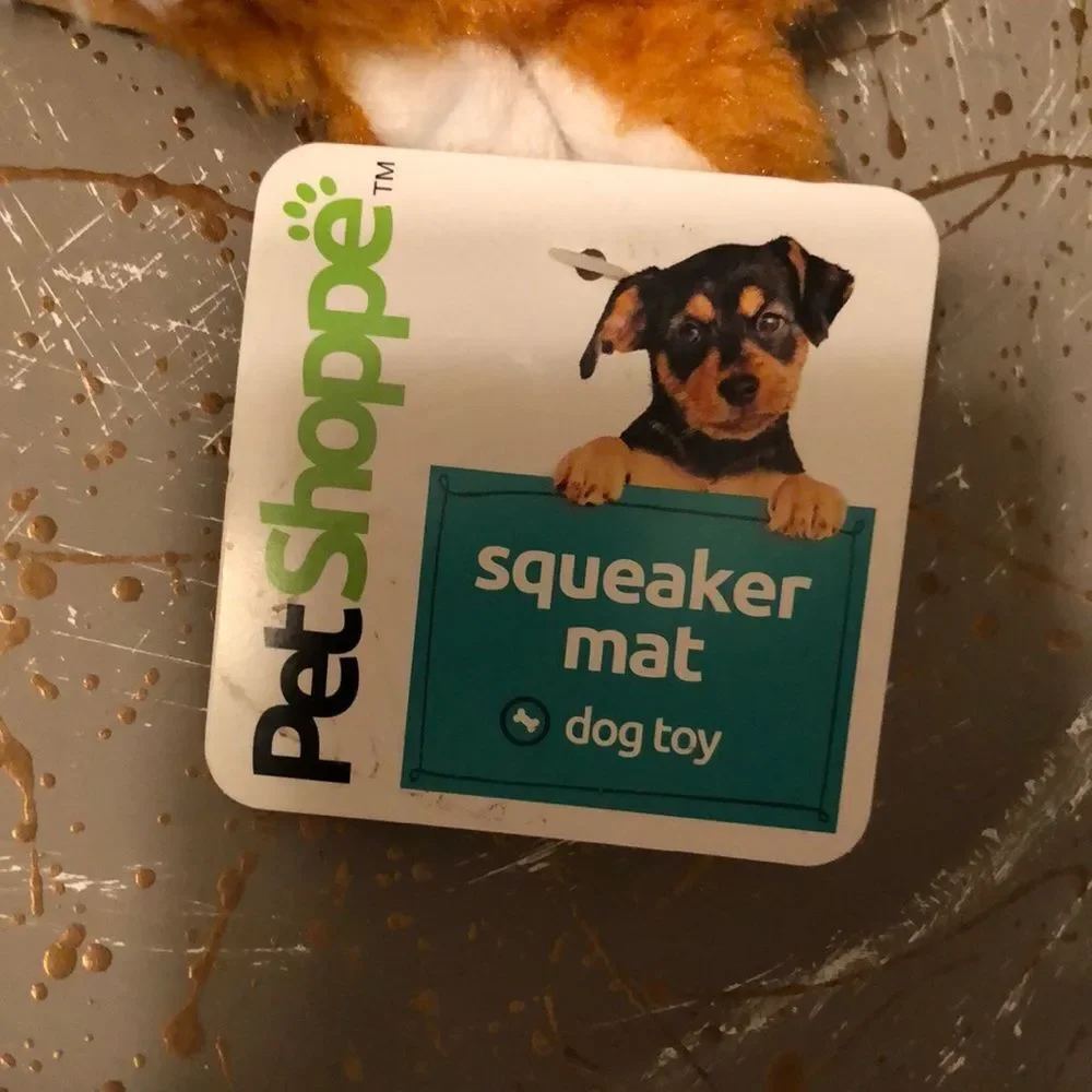 PetShoppe Cutest Fox Squeaker Mat Dog Toy White Rust Brown Black NWT
